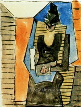 Femme assise au chapeau plat 1945 Cubismo Pinturas al óleo